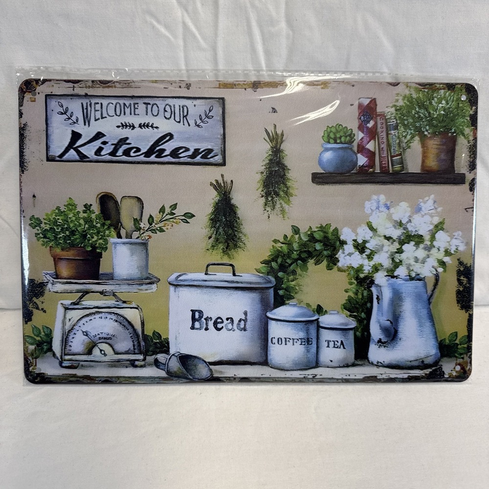 Vintage Tin Metal Signs Home Décor The Kitchen is The Heart of The Home Art 8x12